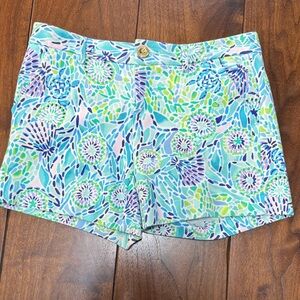 Lilly Pulitzer Blue and Green Floral Women's Shorts